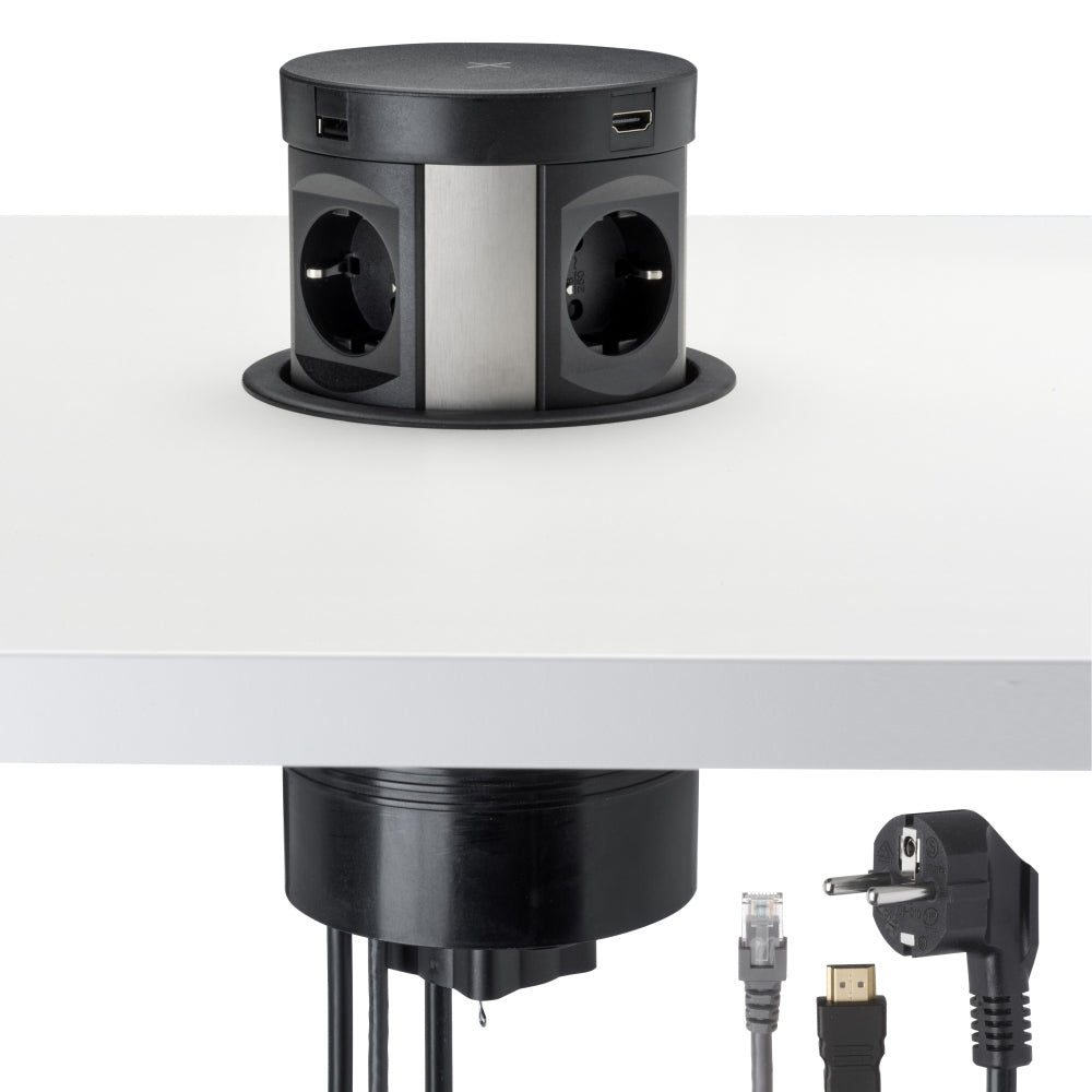 Power Pop Up ingebouwd en uitgeklapt in een wit werkblad