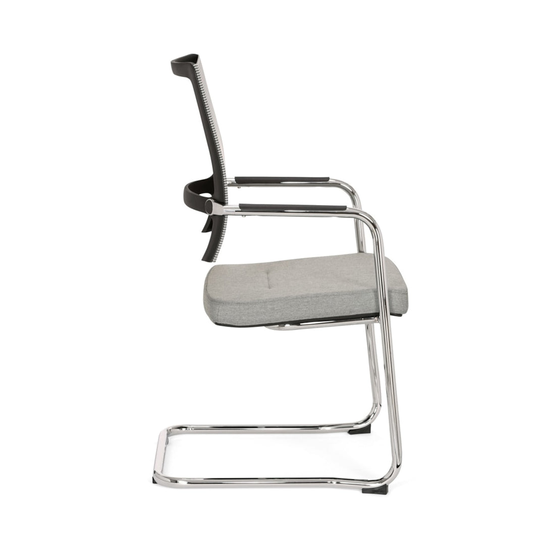Frits vergaderstoel met grijze bekleding en chrome frame